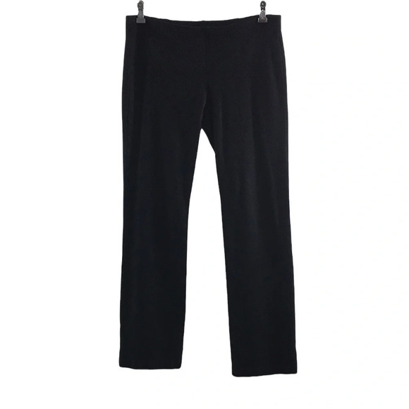 Eileen Fisher Black Ponte Knit Straight Slim Pants Womens 4 Minimalist - Picture 1 of 8